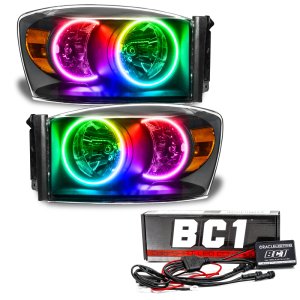 Dodge Ram Headlight Assemblies - ORACLE Lighting - ColorSHIFT w/ BC1 Controller - Black - `07-`08 Dodge Ram Headlight Assemblies - ORACLE Lighting - ColorSHIFT w/ BC1 Controller - Black - `07-`08